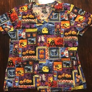 XL Halloween Scrub Top